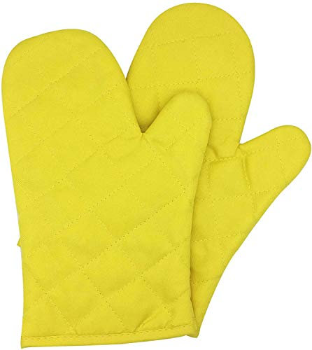 Voarge Ofenhandschuhe, Hitzebeständig Ofenhandschuhe Verdickte Hitzeresistente Topfhandschuhe Topflappen Backhandschuhe, 1 Paar (gelb)