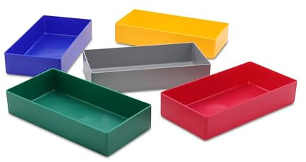 1a-TopStore 25 Stück Einsatzkasten Serie E40, farblich sortiert, 5 Farben u. 4 Größen, aus Polystyrol, Industrienorm, für Schubladen, Sortimentskästen etc. (E40/1, 198x99x40 mm)