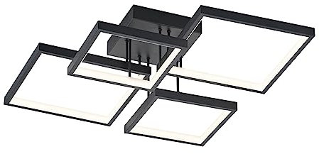 Trio Leuchten LED Deckenleuchte Sorrento 627710432, Metall Schwarz matt, inkl. 24 Watt LED, Switch Dimmer