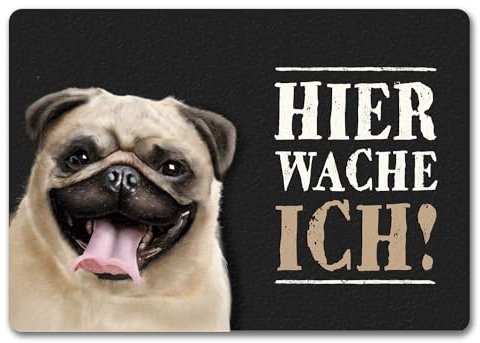 trendaffe Hier wache ich! MOPS Fußmatte randlos mit Mops Motiv