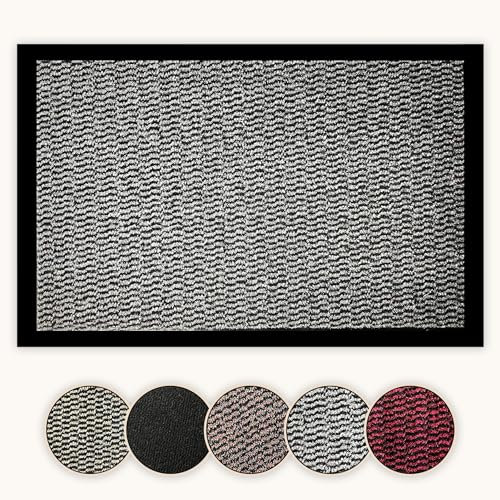 Bear & Panda - Dirt Trapper Door Mat - Indoor/Outdoor non-slip Washable Barrier Door Mat, Heavy Duty Entrance Rug Shoes Scraper, Super Absorbent Front Doormat Carpet (Grey, 90 x 150 cm)