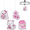 4 Auto Lufterfrischer Kawaii Netter Anhänger Rosa Auto Rückspiegel Zubehör für Auto Hängende Dekoration Auto Innen Rückspiegel Charms Ornament Weihnachts Feier Geburtstag Geschenk für Jungen Mädchen