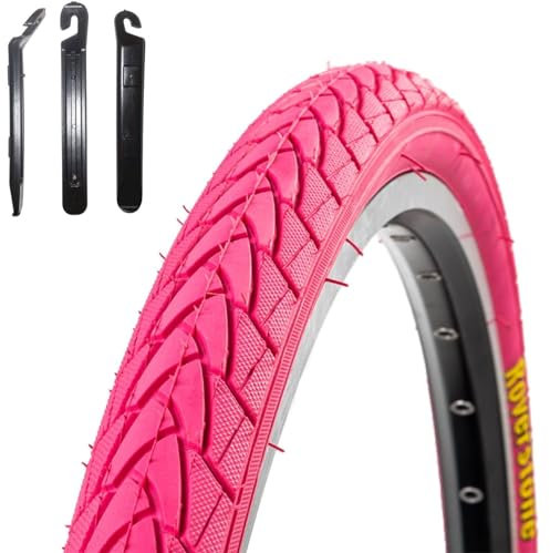1 x Roverstone Fahrradreifen Drahtreifen Rosa 28 x1,4 (37-622) inkl. 3 x Reifenheber