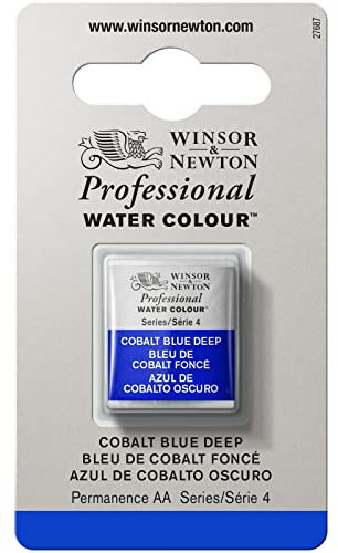 Winsor & Newton Aquarelle Professionnel - Peinture Aquarelle, Haute Luminosité, Résistante à la Lumière, Qualité Archive, Demi Godet, Couleur Bleu de Cobalt Foncé ROW