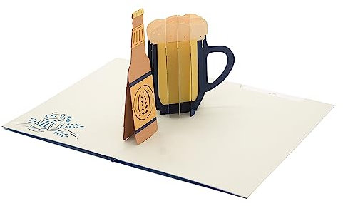 Beer Cheers 3D Pop Up Card, Handmade Greetings Card for Men Father’s Day Husband Friend, Thank You Card, Congratulations Card, Birthday Card, Retirement Card Gift