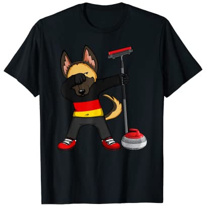 Dabbing German Shepherd Germany Curling Fans Trikot Sport T-Shirt