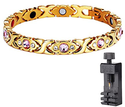 Sovtay Germanium Lymph Detox Armband, magnetisches Lymph Detox Armband Damen, Lymphdrainage magnetische Armbänder, Energie-Gesundheits-Armbänder Geschenke (Gold)