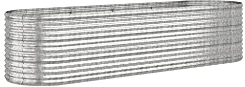 vidaXL Hochbeet, Wetterfestes Hochbeet für Garten Balkon Terrasse, Kräuterhochbeet zum Selber Bauen, Pflanzkasten aus Metall, Verzinkter Stahl Silbern
