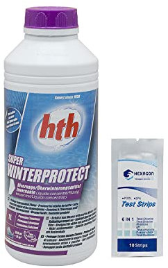HTH Super WINTERPROTECT Liquide - 1L | Hivernage - Ultra Concentré - Non moussant + 10 Tests HPS OFFERTS 6 en 1