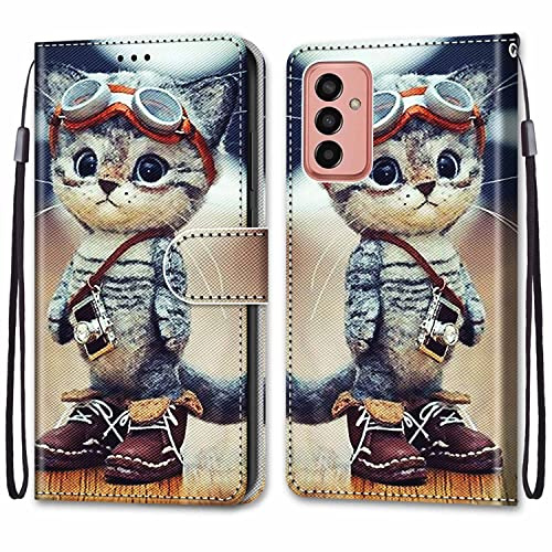 Mo-Somnus Kompatibel mit Samsung Galaxy M13 4G / M23 5G / F23 5G Hülle, Leder Handyhülle mit Kartenfach Geld Slot Ständer PU Ledertasche TPU Flip Brieftasche Magnetische Schutzhülle (Katzen 1)
