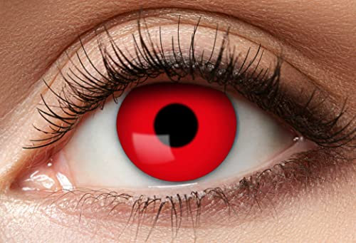 Balinco Lentes de Contacto Colores sin receta, con Motivo, Ojos, Accesorios Disfraces para Cosplay, Halloween, Carnaval, Mardi Gras, Dia los Muertos, Fiesta, Festival, Rave Rojo Slido