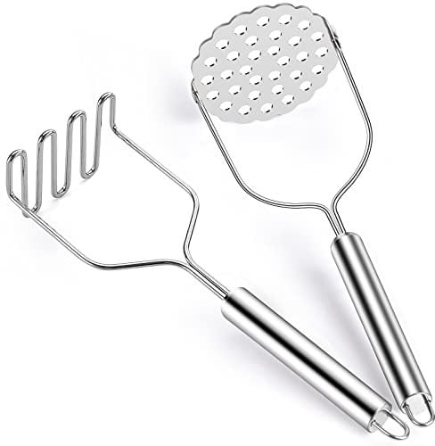 Kartoffelstampfer, Sopito 2 Stück Kartoffel Stampfer aus Edelstahl kartoffelpresse Edelstahl Rostfrei Spülmaschinenfest, Potato Masher für Gemüse und Früchte