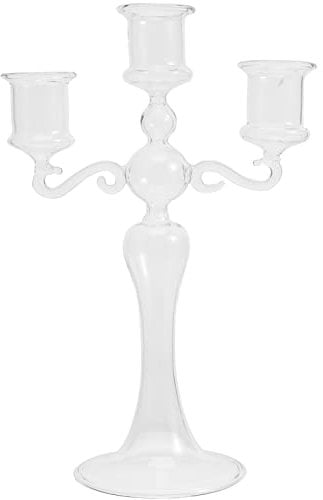 Garneck 3-Armiger Kristall-Kandelaber-Kerzenhalter Glaskerzenhalter Dekorativer Romantischer Kerzenständer Für Hochzeits-Esstischdekoration