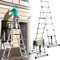 Joparri Aluminium Teleskopleiter Klappleiter 2.0m+2.3m A-Rahmen 6 + 7 Stufen, Ausziehleiter für Dachreparaturen, gefaltete Größe 69cm, 150 kg Tragfähigkeit