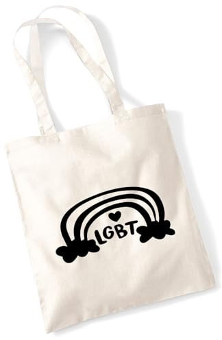 Huuraa Tasche LGBT Regenbogen Herz Geschenk 10 Liter Natural Baumwolle LGBT Regenbogen Accessoire