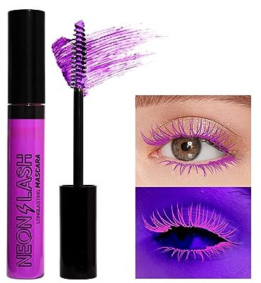 Allbestaye Bunt Wimperntusche Neon Mascara, Wasserfest Feiner Pinsel gelb grün blau orange rosa lila Wimpern Long-lasting, Augen Make-up Extra Long Lash Verlängerung & Volumen Eyelash Mascara (Lila)