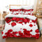 Parure de lit 3D Rouge avec Housse de Couette et 2 taies d'oreiller en Microfibre - Motif Rose créative - pour Adultes et Enfants (Roses Tombantes, 220 x 240 cm)