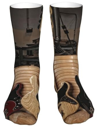 Socken für Gitarre, Bass, Musikinstrumente, 3D, Wadenmitte, Schwarz , One size