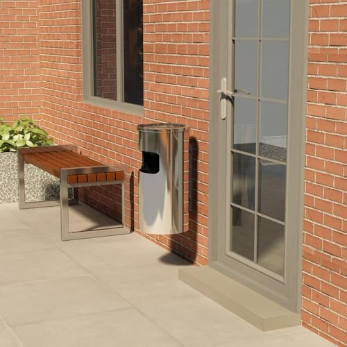 Homgoday Poubelle avec cendrier mural Aiaio Inox 26 L Meubles pour maison intérieure extérieure salon chambre à coucher