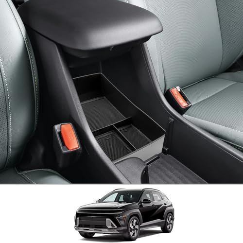 CDEFG Kompatibel mit Hyundai Kona SX2 2024 2025 Mittelkonsole Armlehne Aufbewahrungsbox Handschuhfach Aufbewahrung Auto Center Console Organizer Tray Kona Hybird 2024 Zubehör (Schwarz)