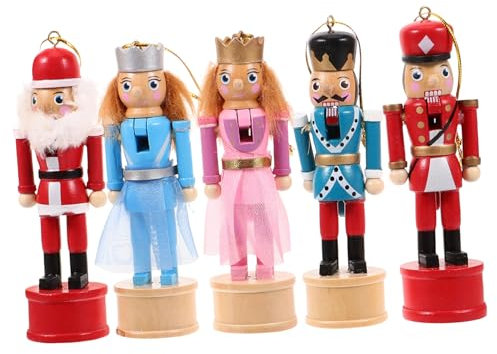 DIKACA 5stücke Holz-nusknacker Deko Handbemaltes Weihnachtsornament Für Zuhause Festliche Tischdekoration Kreative Holzfigur Für Wohnraum Auto Weihnachtsdeko Für Freunde Familie