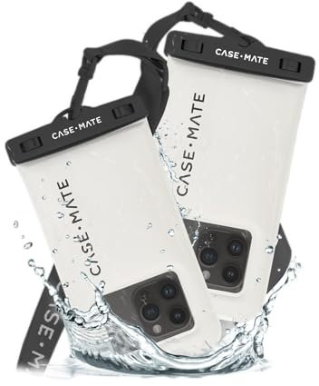 Case-Mate - IP68 Waterproof Phone Pouch/Case [Touchscreen Compatible] - Floating Phone Case w/Crossbody Lanyard for iPhone 15 Pro Max/ 14 Pro Max/ 13 Pro Max/ S24 Ultra - Sand Dollar - 2 Pack