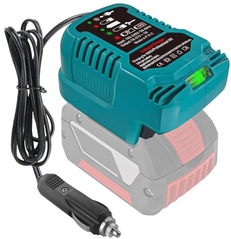 TPDL Chargeur de voiture pour Bosch Professional 18 V avec affichage LED, chargeur de voiture de rechange compatible avec batterie Bosch 18 V GBA BAT614 BAT607G BAT614G BAT622 BAT609