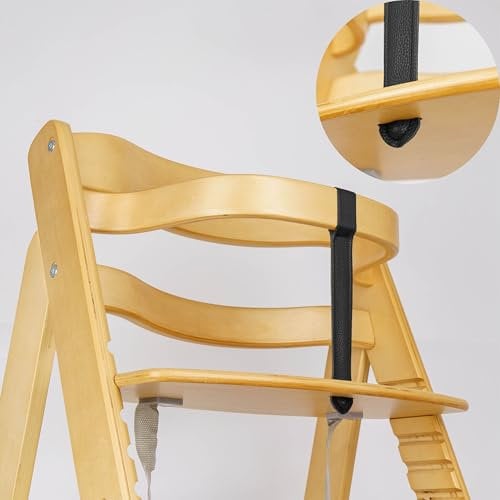 Schrittgurt für Hochstuhl, 1 Stück, in Schwarz, aus PU Leder, Gurtriemen kompatibel mit u.a. Stokke Tripp Trapp, Safety1st, roba, Kinderkraft, Gurt Frontbügel Ersatz Riemen, Gurtriemen Kinderhochstuhl