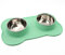 DIVCHI Pets Bowl Food And Drink Double Bowls Set With Silicone Mat Tray For Cats Puppies Small Dogs Feeding (Vista Blue, S)