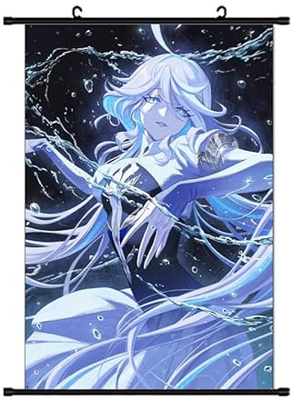 Jilijia Xiao/Raiden Shogun/Mona Anime Scroll Gemälde Arlecchino Hängendes Poster Wandkunst Drucke Dekoration Bilder Heimdekoration