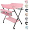 OHMG Baby Wickelkombi Klappbare Wickelkommode,Wickeltisch mit Rollen,Mobiler Wickeltisch mit Wickelauflage,Sicherheitsgurt und Ablagefächern,Wasserdicht und Höhenverstellbar,Stabil