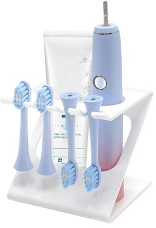 Yiomxhi Aufsteckbürsten Halter Zahnbürstenhalter für Elektrische Zahnbürsten, Acryl Zahnbürstenköpfe Halterung ohne Bohren Zahnpasta Halter für Badezimmer, Weiß
