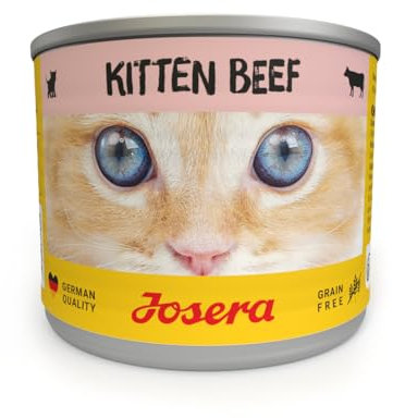JOSERA Nassfutter Kitten Beef (6 x 200 g) | Kitten | Premium Katzenfutter nass für wachsende Katzen | Rind | mit Lachsöl | getreidefrei | Anti-Haarballen | Alleinfutter | 6er Pack