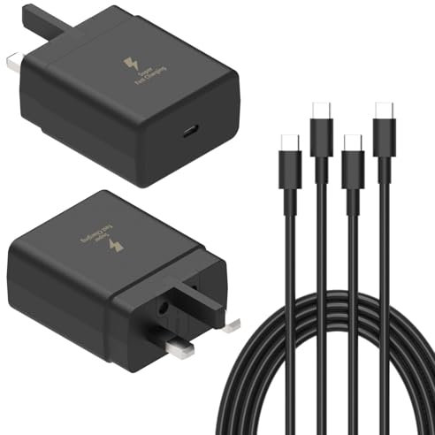 Hafiuege 2025 New Super Fast Charger Compatible with Samsung, [2 PACK] 45W TYPE C Wall Charger Fast Charging for Samsung Galaxy S24 Ultra/S24/S24+/S23 Ultra/S23/S23+/S22, USB C Plug with 1.8M Cable