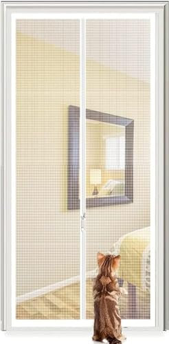 BANTASE Screen Door For Door Balcony Living Room Bedroom 85x200cm, Door Net With Zipper Pet-friendly Door Curtain Self-adhesive Anti Mosquito Door Mesh(85x210cm)