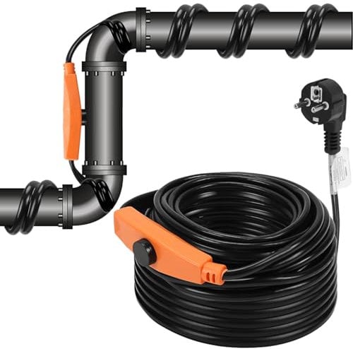 Fiqops 2m Frostschutz Heizkabel mit Thermostat 32W 230V IP68, Frostschutzkabel Rohrbegleitheizung mit Automatikschalter, Heizband für Wasserleitungen im Haus, Pool, Teich, 1 Pack