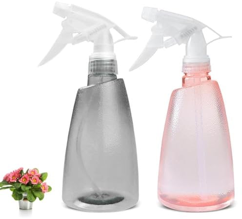 SHENGRUI 2 Pcs Water Spray Bottles 500ml Empty Spray Bottles with Adjustable Spray Head for Home Cleaning Hairdressing Flowers Plants Sprayer Bottles (Grey Pink)