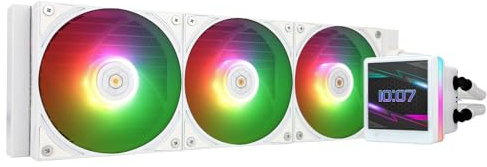 Thermiqueright Grand Vision 360 ARGB Blanco AIO CPU Liquid Cooler, pantalla LCD IPS con resolución 480x480, para AM5 / Intel LGA1851 / 1700, pantalla LCD imán absorbente de 3,4 pulgadas