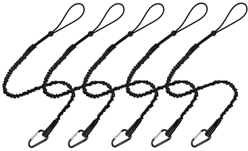 CYSKY 5 Pack Tool Lanyard with Aluminum Lock Carabiner, Retractable Tool Tether Lanyards for Hand and Power Tools, Maximum Weight Limit 13.6KG / 30lb