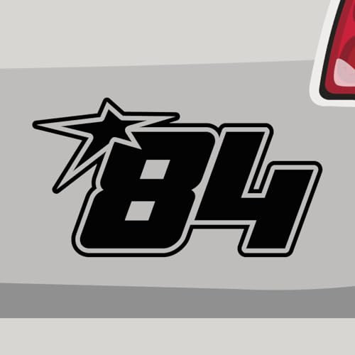 Aufkleber - Startnummer 84 Race Motorsport - Sticker, Folienaukleber für Auto, Motorrad, Fahrrad, Laptop, LKW (14x8cm | Schwarz)