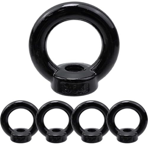 ORTAVA 5 dadi ad anello M6, dado con occhiello in acciaio inox, dado oculare, occhielli M6, acciaio inox A2 V2A, ossido nero, per appendere e fissare