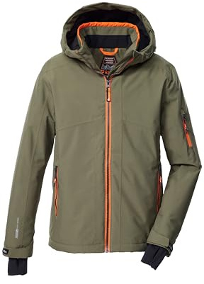 killtec Bambini e ragazzi Giacca da sci/giacca funzionale con cappuccio e paraneve KSW 202 BYS SKI JCKT, oliv, 176, 43469-000