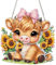 Zamety Diamond Painting Anhänger, Diamant Painting Hochlandkuh, Diamond Painting Tiere Girlande, Diamond Painting Fensterbilder Kuh Anhänger mit Kette, Diamond Painting Kinder für Zuhause Decor