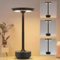 meoaow Tischlampe Solar Akku Nachttischlampe - Led Kabellos Tischleuchte 3600mhA Aufladbar Touch Dimmbar Schwarz Eampe mit USB Batterie Solarlampen für Modern Wohnzimmer Schlafzimmer Outdoor
