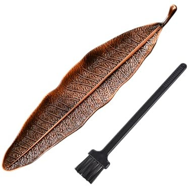 1 pièces de Bronze Porte-encens Feuilles de métal, brûleur d'encens Ash Catcher,pour bâtons d'encens, Utilisation à la Maison, au Bureau, au Yoga, à la méditation