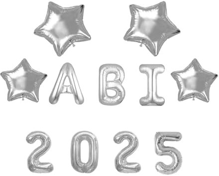 11 Stück Abitur 2025 Deko, ABI 2025 Folienballons,Abschluss Deko, ABI Luftballon Set, Prüfung Bestanden, Luftballon für Abschluss Abschlussfeier Schulabschluss Dekoration（Gold） (Silbrig)