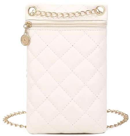 XSDSLS Pochette Téléphone Portable Femme, Mini Pochette pour Téléphone Portable en Cuir PU, Sac Téléphones Pochette pour Femme Petite Sacoche pour Femmes (Blanc)