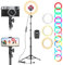 10 Zoll LED Ringlicht mit 61 Zoll Stativständer & Handyhalter, Dimmbare RGB Tischringlicht Handystativhalter mit Ringleuchte für YouTube, Videoaufnahmen, Selfie, Live-Stream, Makeup Fotografie
