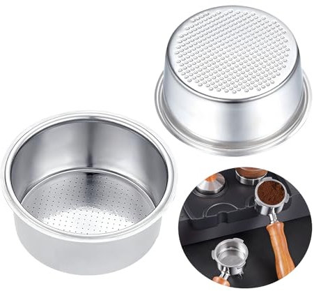2 Piezas Filtro de Café de Acero Inoxidable 304, 51 mm Accesorios Prácticos para Cafeteras Caseras Cesta de Filtro Reutilizable Doble Taza Porosa no Presurizada Compatible con Máquina de Café