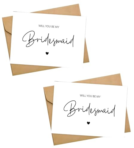 Will You Be My Bridesmaid Card - 2Pack Bridesmaid Proposal, 8 * 6Inch, With Kraft Paper Envelope